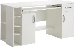 VOGL Möbelfabrik Schreibtisch »Tim mit seitlich offenen Fächern & Tastaturauszug,« Druckerablage, 1 Schublade, Breite 138 cm, Made in Germany