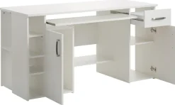 VOGL Möbelfabrik Schreibtisch »Tim mit seitlich offenen Fächern & Tastaturauszug,« Druckerablage, 1 Schublade, Breite 138 cm, Made in Germany