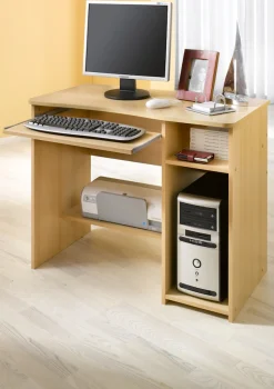 VOGL Möbelfabrik Schreibtisch »Sam« mit Tastaturauszug & Towerfach, geschwungene Tischplatte, Breite 91 cm