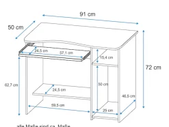 VOGL Möbelfabrik Schreibtisch »Sam« mit Tastaturauszug & Towerfach, geschwungene Tischplatte, Breite 91 cm