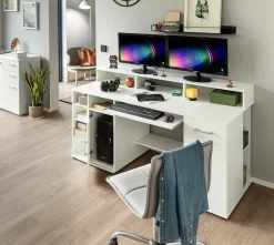 VOGL Möbelfabrik Schreibtisch »Timra mit Monitoraufsatz, Tastaturauszug & Towerfach,« Breite 154 oder 178 cm, Made in Germany