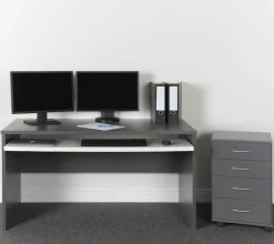 VOGL Möbelfabrik Schreibtisch »Barrie mit 2-farbigem Tastaturauszug« in 2 Breiten, 2,5 cm Tischplattenstärke, Made in Germany