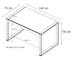 VOGL Möbelfabrik Schreibtisch »Toronto, Bürotisch, aus Massivholz, oder Echtholzfurnier« In 2 Breiten, 180 cm und 140 cm