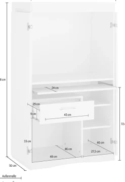 VOGL Möbelfabrik Sekretär »Niklas« PC-Schrank, Home Office, Maße 80x50x138 cm, Made in Germany