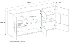 VOGL Möbelfabrik Sideboard Breite 180 cm mit Hirnholzelement