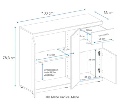 VOGL Möbelfabrik Sideboard »Sunny« mit 3 Türen und 2 Schubkästen