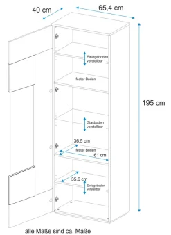 VOGL Möbelfabrik Vitrine Höhe 195 cm