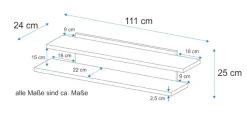 VOGL Möbelfabrik Wandboard mit 2 Ablagen