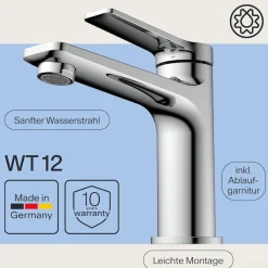 WASSERWERK Waschtischarmatur »WT 12« inkl. Popup, wassersparend