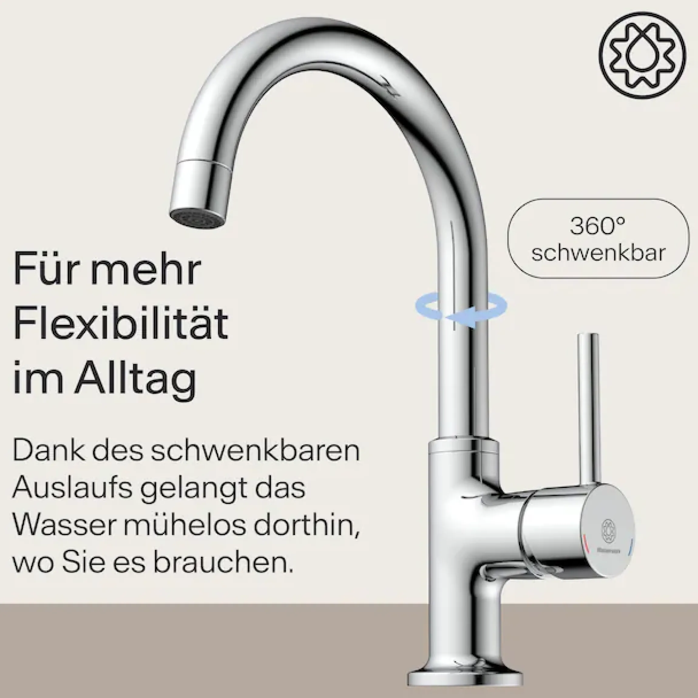 WASSERWERK Waschtischarmatur »WT 14« inkl. Popup, 360° schwenkbar, geräuscharm, wassersparend