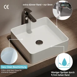 welltime Aufsatzwaschbecken »QUADRINO« NANO Glasur