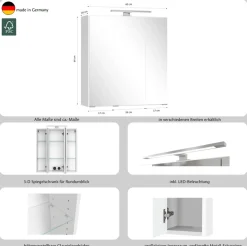 welltime Badezimmerspiegelschrank »CABO, gedämpfte Scharniere« Rundumsicht, dank besonderer Klapptechnik