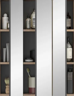 welltime Badezimmerspiegelschrank »Riga, Breite 60cm, 3 Spiegeltüren, 9 Fächer, 6 Einlegeböden« Badmöbel, Badschrank, Schrank, Wandschrank, Bad, Badezimmer
