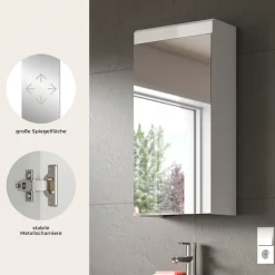 welltime Badezimmerspiegelschrank »SIENA, Breite 40 cm, 1 Spiegeltür, 2 Einlegeböden, 3 Fächer« Badmöbel, Badschrank, Schrank, Bad, Spiegel, Hängespiegel, Badspiegel