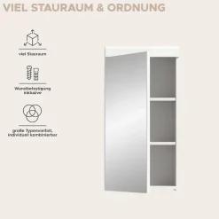 welltime Badezimmerspiegelschrank »SIENA, Breite 40 cm, 1 Spiegeltür, 2 Einlegeböden, 3 Fächer« Badmöbel, Badschrank, Schrank, Bad, Spiegel, Hängespiegel, Badspiegel