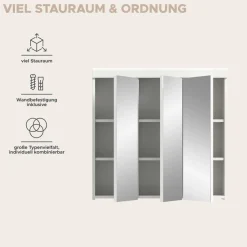 welltime Badezimmerspiegelschrank »SIENA, Breite 80 cm, 3 Spiegeltür, 6 Einlegeböden, 9 Fächer« Badmöbel, Badschrank, Schrank, Bad, Spiegel, Hängespiegel, Badspiegel