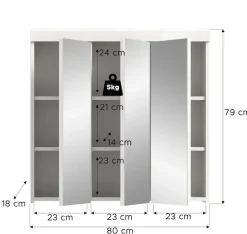 welltime Badezimmerspiegelschrank »SIENA, Breite 80 cm, 3 Spiegeltür, 6 Einlegeböden, 9 Fächer« Badmöbel, Badschrank, Schrank, Bad, Spiegel, Hängespiegel, Badspiegel