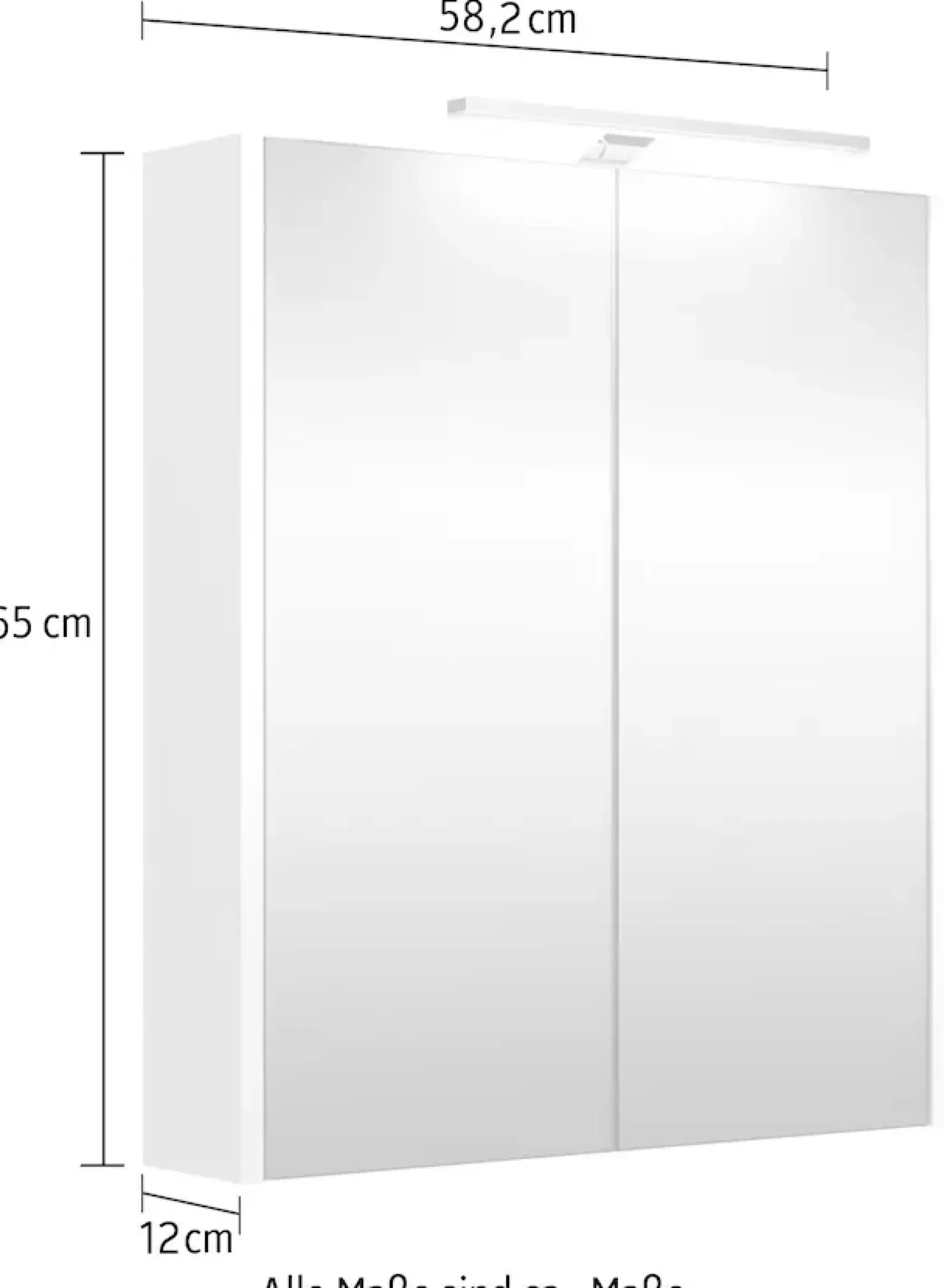 welltime Badezimmerspiegelschrank »Joy, Badmöbel, mit Beleuchtung, Wandmontage« mit Spiegeltüren und LED, IP 44, FSC®-zertifiziert