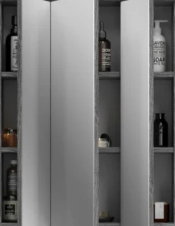 welltime Badezimmerspiegelschrank »LUCCA, Breite 60cm, 3 Spiegeltüren, 9 Fächer, 6 Fachböden« Badmöbel, Badschrank, Schrank, Wandschrank, Bad, Badezimmer