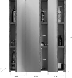 welltime Badezimmerspiegelschrank »LUCCA, Breite 60cm, 3 Spiegeltüren, 9 Fächer, 6 Fachböden« Badmöbel, Badschrank, Schrank, Wandschrank, Bad, Badezimmer