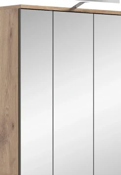 welltime Badezimmerspiegelschrank »Riga, Breite 60cm, inkl. LED Beleuchtung, 3 Spiegeltüren, 9 Fächer« Set, 2 Stk. tlg. Badmöbel, Badschrank, Schrank, Wandschrank, Bad, Badezimmer