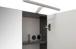 welltime Badezimmerspiegelschrank »Riga, Breite 60cm, inkl. LED Beleuchtung, 3 Spiegeltüren, 9 Fächer« Set, 2 Stk. tlg. Badmöbel, Badschrank, Schrank, Wandschrank, Bad, Badezimmer