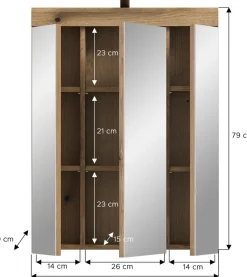 welltime Badezimmerspiegelschrank »SIENA, Breite 60cm, inkl. Beleuchtung, 3 Spiegeltüren, 9 Fächer« Set, TOPSELLER!,in verschiedenen Farben erhältlich, Badmöbel, Badschrank, Schrank, Bad