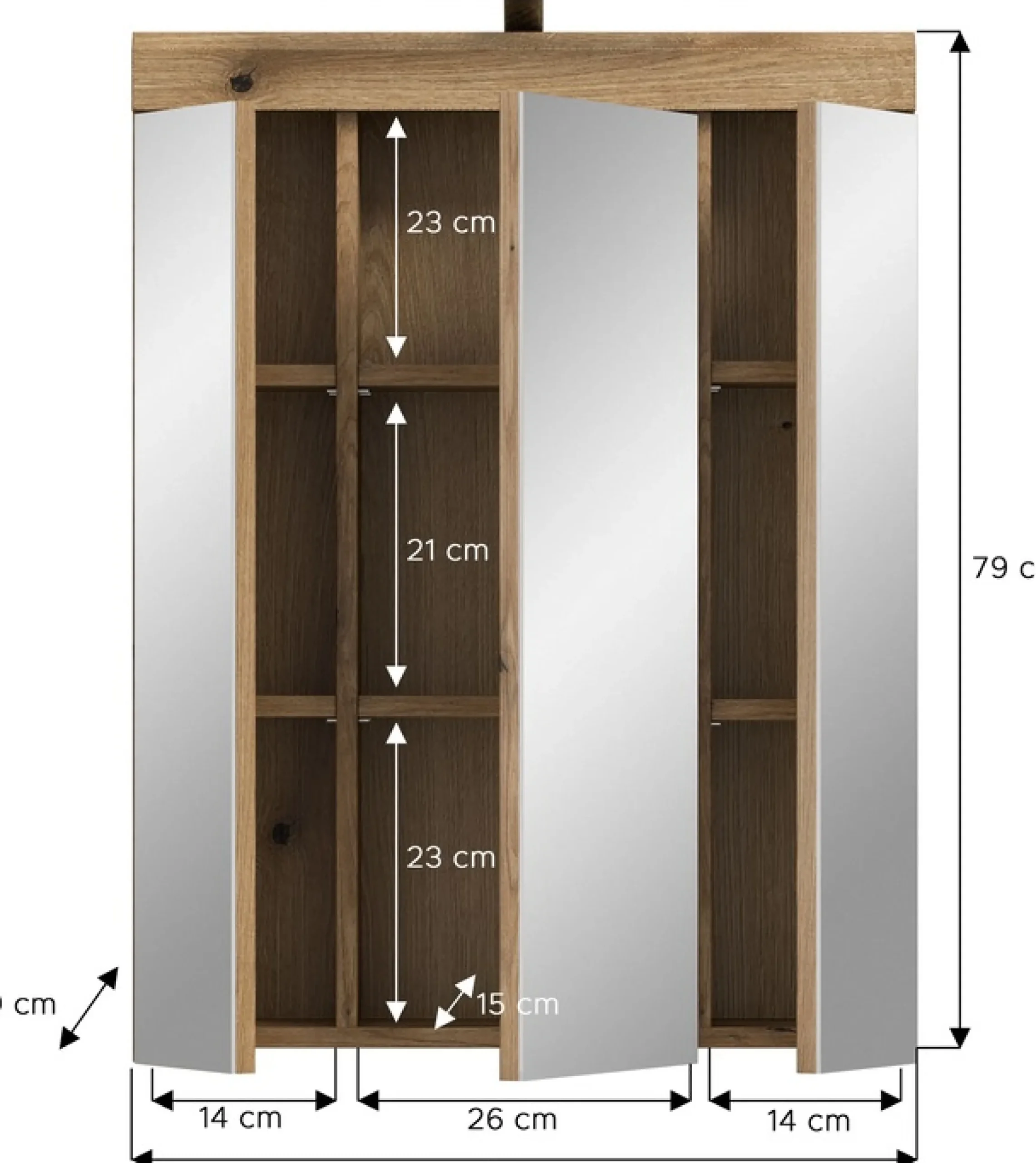 welltime Badezimmerspiegelschrank »SIENA, Breite 60cm, inkl. Beleuchtung, 3 Spiegeltüren, 9 Fächer« Set, TOPSELLER!,in verschiedenen Farben erhältlich, Badmöbel, Badschrank, Schrank, Bad