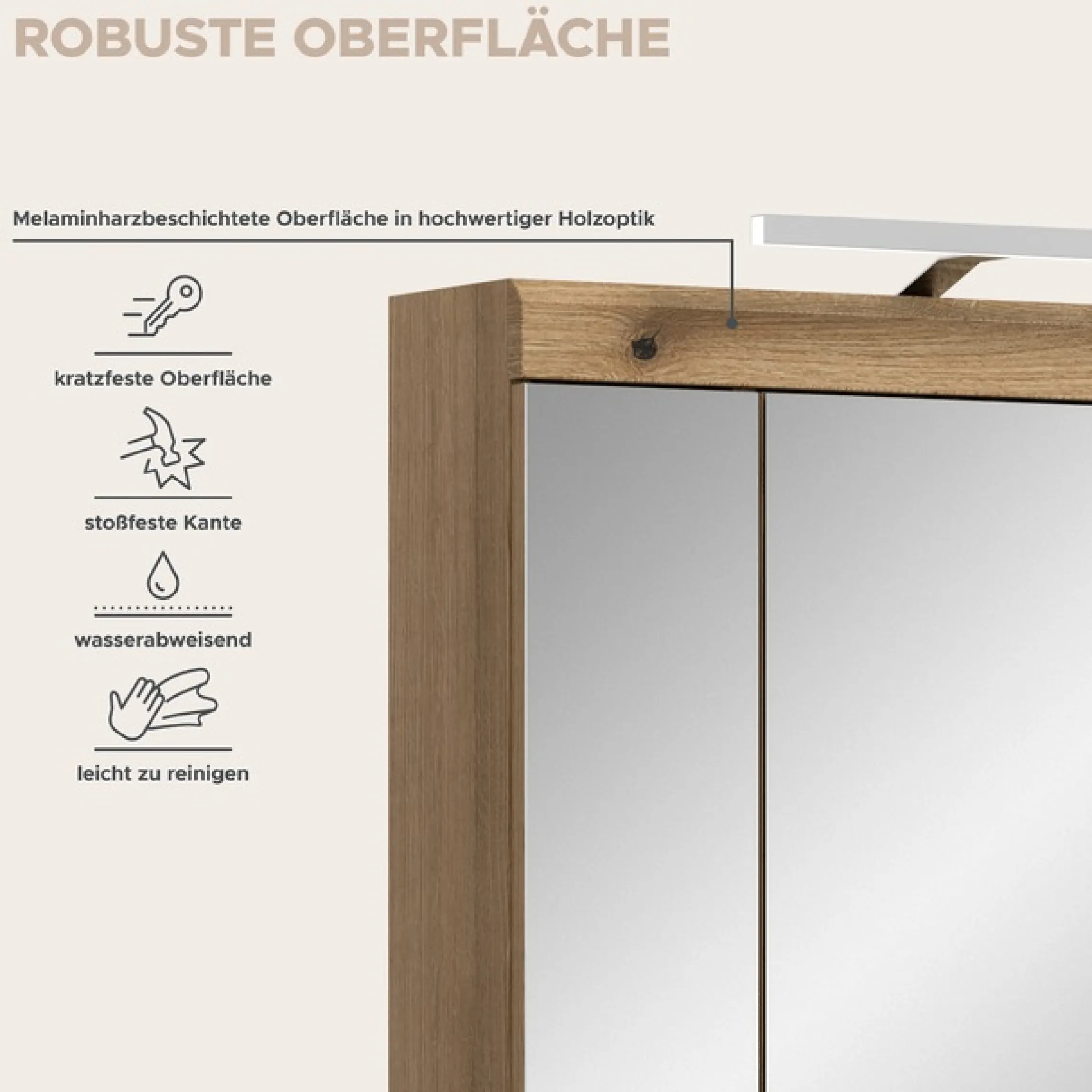 welltime Badezimmerspiegelschrank »SIENA, Breite 60cm, inkl. Beleuchtung, 3 Spiegeltüren, 9 Fächer« Set, TOPSELLER!,in verschiedenen Farben erhältlich, Badmöbel, Badschrank, Schrank, Bad