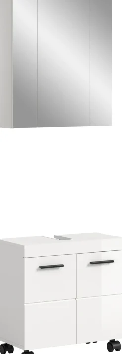 welltime Badmöbel-Set »AVON, Breite 60 cm, 2-teilige moderne Badkombination, auf Rollen« bestehend aus: Waschbeckenunterschrank & Spiegelschrank, 2 Stk. tlg.
