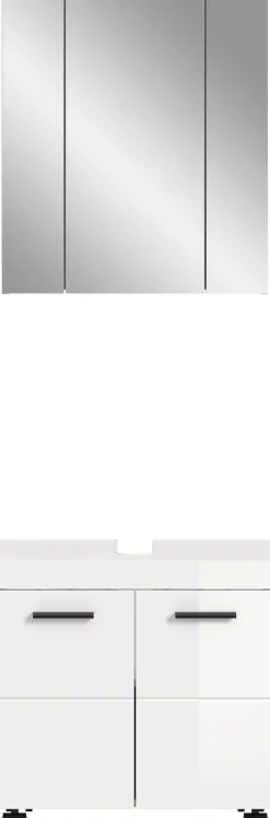 welltime Badmöbel-Set »AVON, Breite 60 cm, 2-teilige moderne Badkombination, auf Rollen« bestehend aus: Waschbeckenunterschrank & Spiegelschrank, 2 Stk. tlg.
