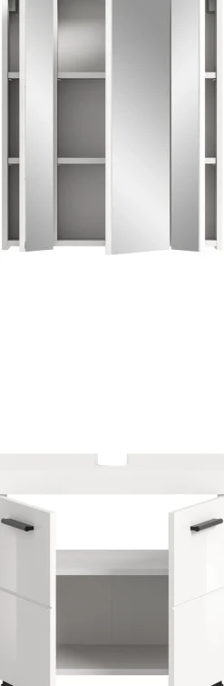 welltime Badmöbel-Set »AVON, Breite 60 cm, 2-teilige moderne Badkombination, auf Rollen« bestehend aus: Waschbeckenunterschrank & Spiegelschrank, 2 Stk. tlg.