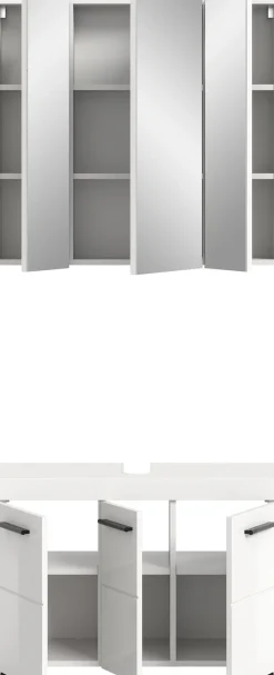 welltime Badmöbel-Set »AVON, Breite 82 cm, 2-tlg. Bad-Kombi auf Rollen, inkl. Beleuchtung« best. aus: Waschbeckenunterschrank & Spiegelschrank inkl. Beleuchtung, 2 Stk. tlg.