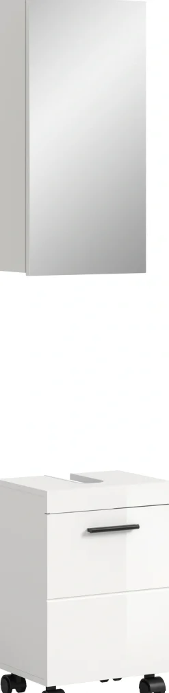 welltime Badmöbel-Set »AVON, Breite 40 cm, 2-tlg. Bad-Kombi auf Rollen, inkl. Beleuchtung« best. aus: Waschbeckenunterschrank & Spiegelschrank inkl. Beleuchtung, 2 Stk. tlg.
