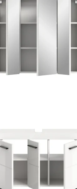 welltime Badmöbel-Set »AVON, Breite 82 cm, 2-teilige moderne Badkombination, auf Rollen« bestehend aus: Waschbeckenunterschrank & Spiegelschrank, 2 Stk. tlg.