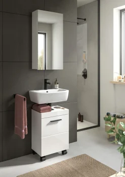 welltime Badmöbel-Set »AVON, Breite 40 cm, 2-teilige moderne Badkombination, auf Rollen« bestehend aus: Waschbeckenunterschrank & Spiegelschrank, 2 Stk. tlg.