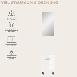 welltime Badmöbel-Set »AVON, Breite 40 cm, 2-teilige moderne Badkombination, auf Rollen« bestehend aus: Waschbeckenunterschrank & Spiegelschrank, 2 Stk. tlg.