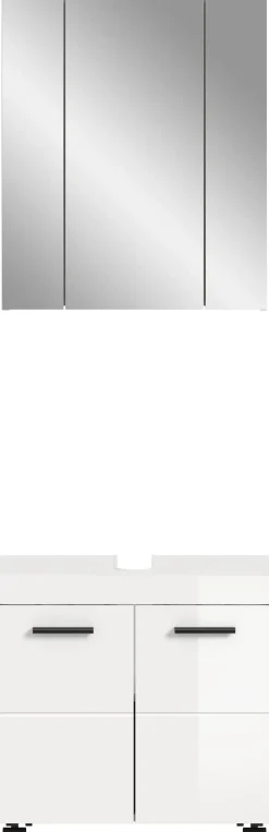welltime Badmöbel-Set »AVON, Breite 60 cm, 2-tlg. Bad-Kombi auf Rollen, inkl. Beleuchtung« best. aus: Waschbeckenunterschrank & Spiegelschrank inkl. Beleuchtung, 2 Stk. tlg.