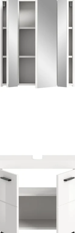 welltime Badmöbel-Set »AVON, Breite 60 cm, 2-tlg. Bad-Kombi auf Rollen, inkl. Beleuchtung« best. aus: Waschbeckenunterschrank & Spiegelschrank inkl. Beleuchtung, 2 Stk. tlg.