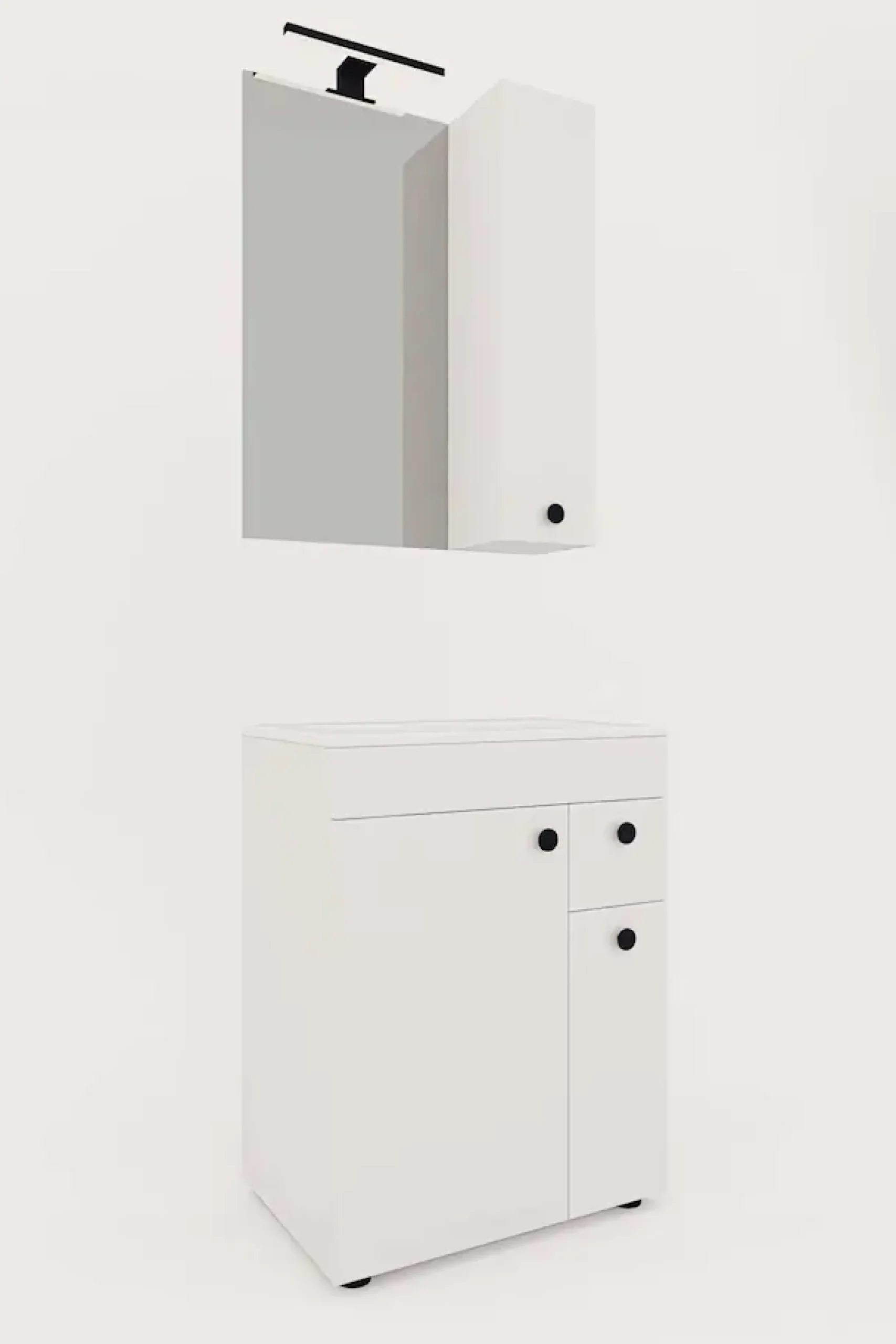 welltime Badmöbel-Set »Badmöbel-Set Braga, Schrank mit Waschbecken, Hängeschrank und Spiegel«