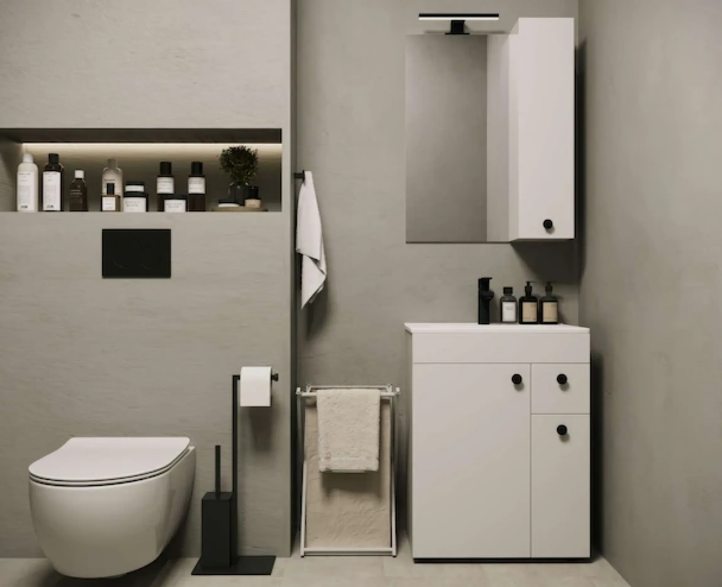 welltime Badmöbel-Set »Badmöbel-Set Braga, Schrank mit Waschbecken, Hängeschrank und Spiegel«