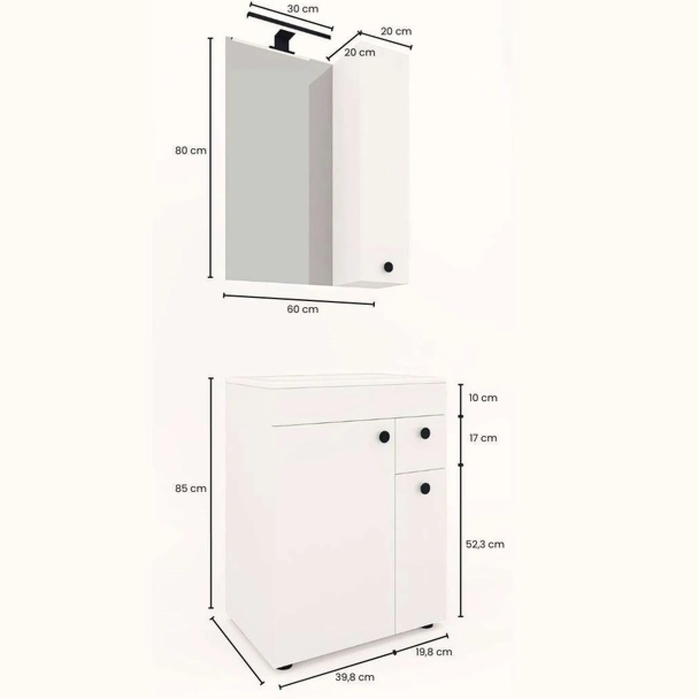 welltime Badmöbel-Set »Badmöbel-Set Braga, Schrank mit Waschbecken, Hängeschrank und Spiegel«