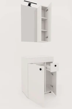 welltime Badmöbel-Set »Badmöbel-Set Braga, Schrank mit Waschbecken, Hängeschrank und Spiegel«