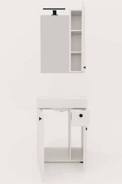 welltime Badmöbel-Set »Badmöbel-Set Braga, Schrank mit Waschbecken, Hängeschrank und Spiegel«