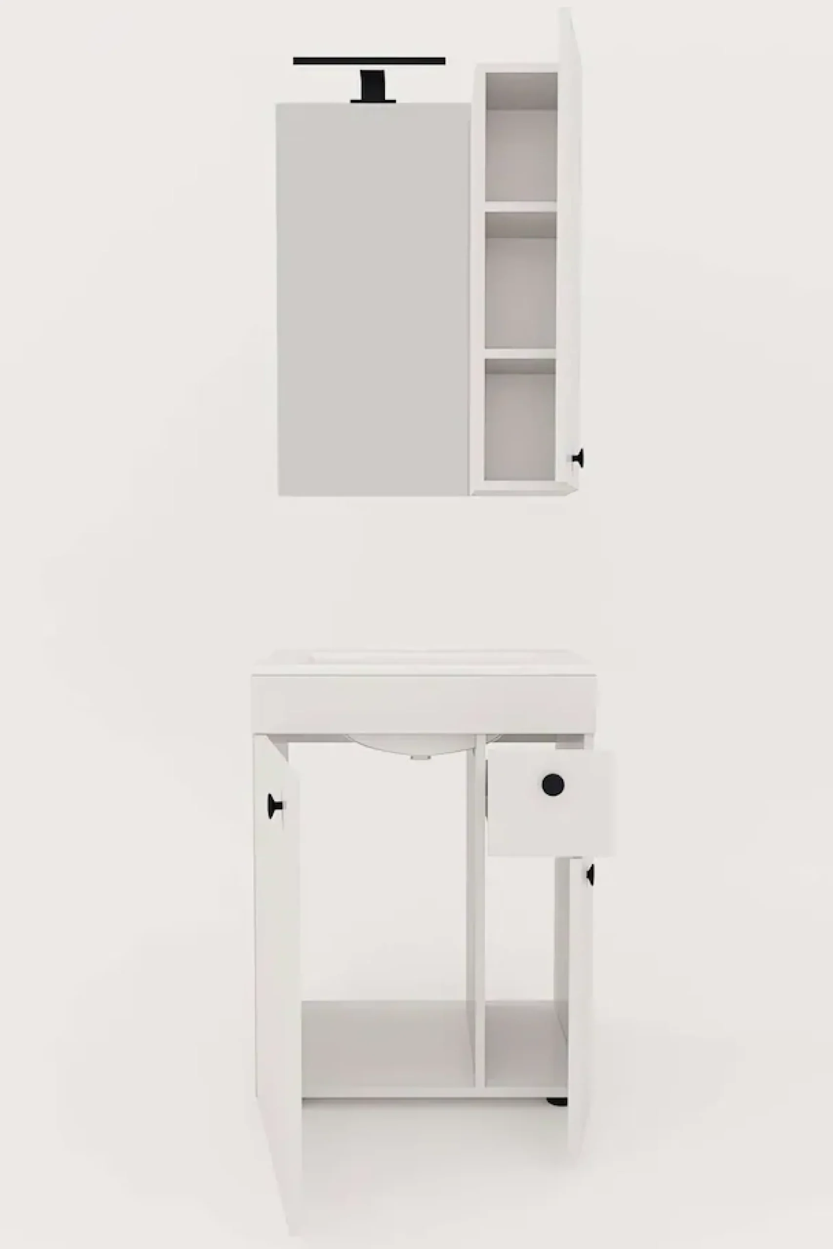 welltime Badmöbel-Set »Badmöbel-Set Braga, Schrank mit Waschbecken, Hängeschrank und Spiegel«