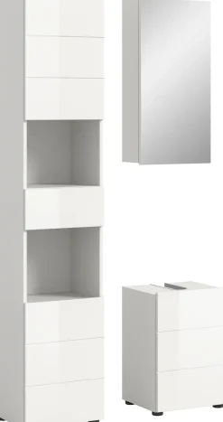 welltime Badmöbel-Set »BIEL, Höhe 190 cm, Hochschrank, Unterschrank, Spiegelschrank« 3 Stk. tlg.