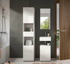welltime Badmöbel-Set »BIEL, Höhe 190 cm, Hochschrank, Unterschrank, Spiegelschrank« 3 Stk. tlg.