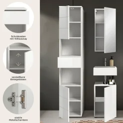 welltime Badmöbel-Set »BIEL, Höhe 190 cm, Hochschrank, Unterschrank, Spiegelschrank« 3 Stk. tlg.