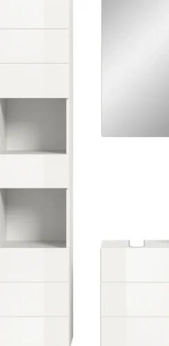 welltime Badmöbel-Set »BIEL, Höhe 190 cm, Hochschrank, Unterschrank, Spiegelschrank« 3 Stk. tlg.