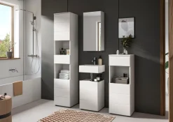 welltime Badmöbel-Set »BIEL, Höhe 190 cm, Hochschrank, Unterschrank, Spiegelschrank« 3 Stk. tlg.
